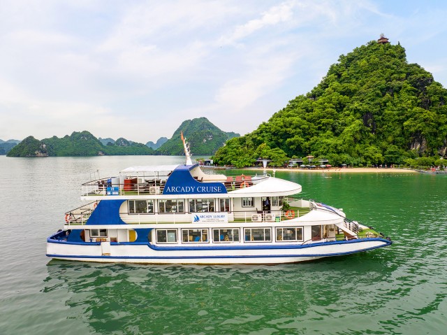 Visit Halong Arcady 5 Star Day Cruise, Buffet Lunch, Wine & Fruit in Malang