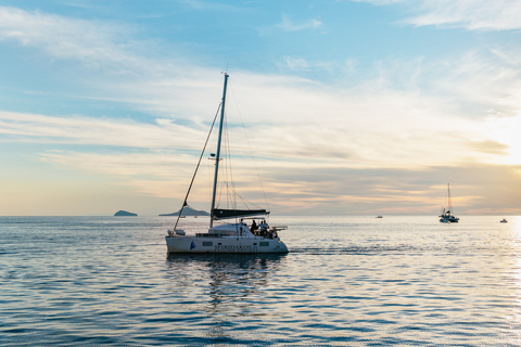 Santorin : Croisière en catamaran avec repas et boissonsCroisière matinale premium avec BBQ et boissons