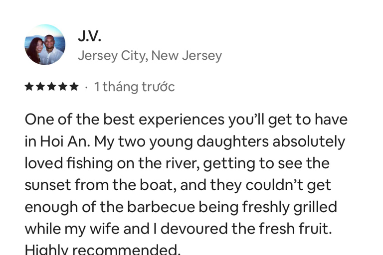 HoiAn: Sunset Fishing Boat Tour and BBQ Dinner with locals