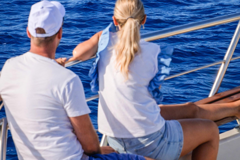 Tenerife: Private Yacht Charter for Whale and Dolphin Watching, with Lunch and Swim Tenerife: Private yacht rental for whale watching with food and a swim