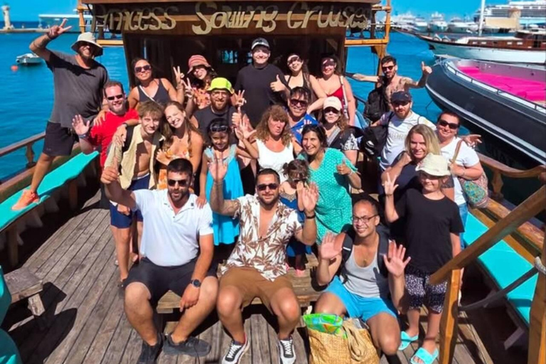 Rhodes: Daily All-Inclusive Wooden Boat Cruise 6h-BBQ-Swim