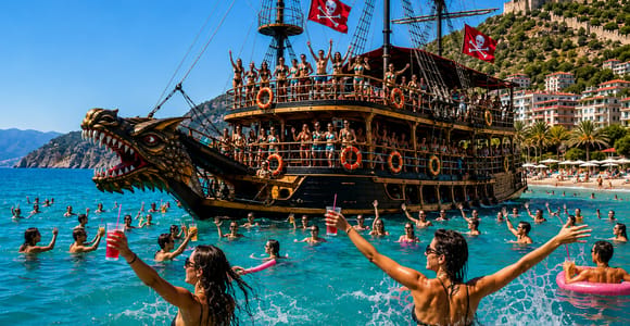 Alanya: Adults-Only Pirate Boat Party with DJ and Foam Party