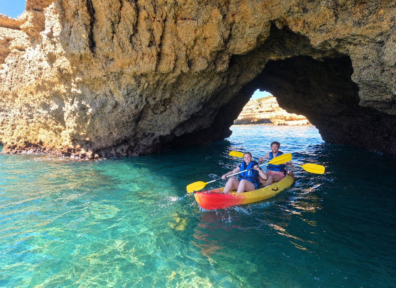 Albufeira: Guidet kajaktur til havgrotter og skjulte strande