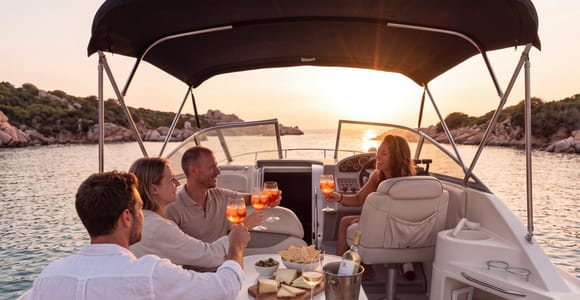 Cagliari: Sunset Boat Trip with Aperitif at Anchor