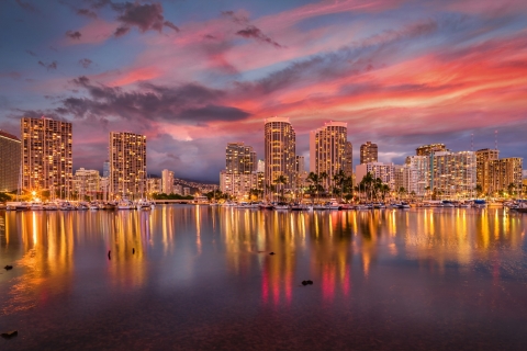 Depuis Honolulu : croisière au coucher du soleil en bateau à fond de verre à Waikiki