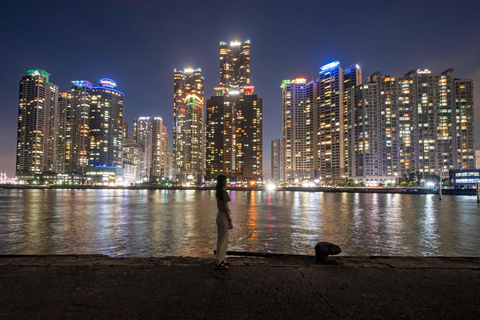 Busan night yacht tour with local food & romantic city views