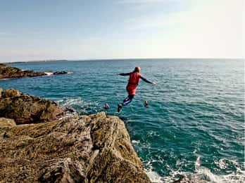 Coasteering on Anglesey, N Wales (cliff jump, climb, swim)