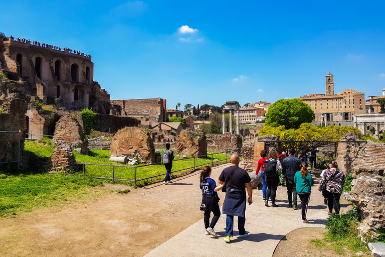 Rom: Prioriterad tillgång Prioriterad åtkomst Colosseum, Forum Romanum och Palatine TourTysk gruppresa med särskild tillgång till arenagolvet