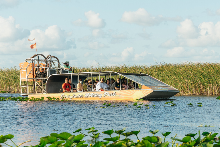 From Miami: Everglades Airboat, Wildlife Show & Bus Transfer Depart from Miami Beach (Tour in Spanish)