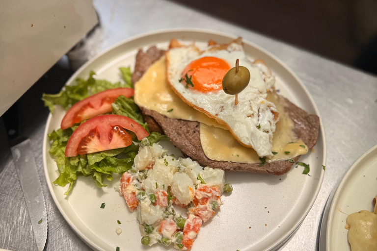 Chivito Lunch at Casa Páez Vilaró – Uruguayan Classic Gastronomic Experience - Chivito and dessert