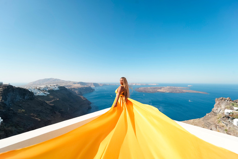 Flying dress Photoshoot in Santorini with Hotel Pickup