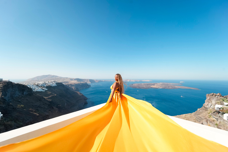 Flying dress Photoshoot in Santorini with Hotel Pickup