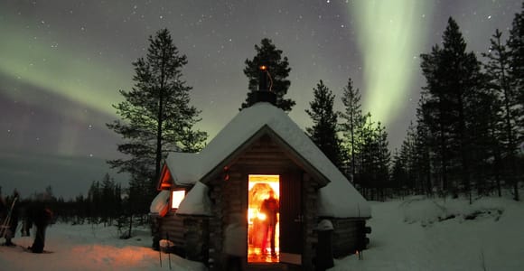 Levi: Evening Snowshoe Walk Under Arctic Night Sky