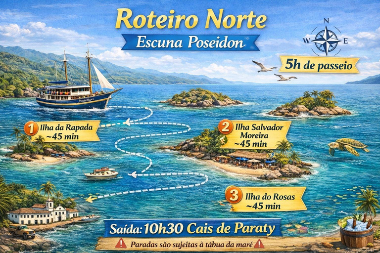 Paraty: Exclusive North Route Poseidon Boat Tour