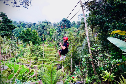 Ubud: Zip-Line, Sacred Temple, and Monkey Forest Tour Private Tour without Entry Ticket