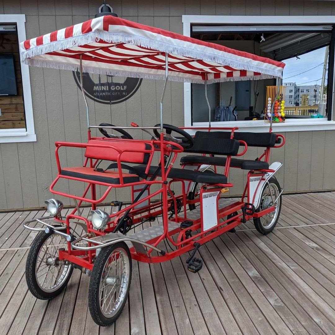 Double Bench Four Person Bike Cart Double-bench Seat Adult Pedal