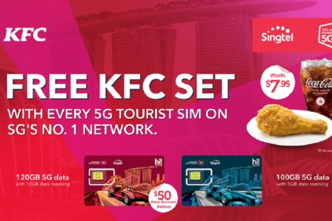 Singapur: turystyczna karta SIM 5G (odbiór z lotniska Changi)Karta SIM o wartości 12 USD hi!Turystyczna