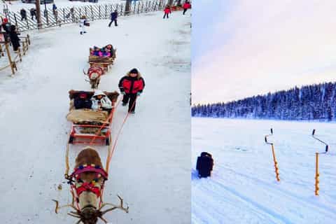 Rentier-Safari und Eisfischen