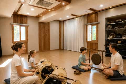 ソウル：韓国の伝統的な太鼓ワークショップとライブパフォーマンスをご