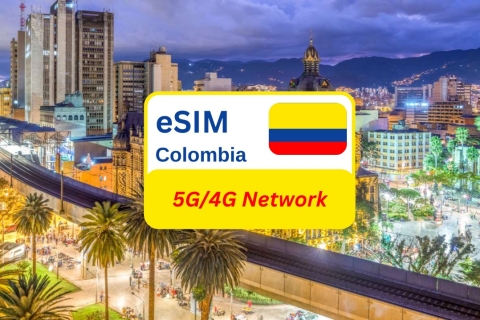 Medellin: Colombia eSIM Data Plan for Travel 1GB/7 Days