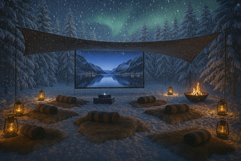 Tromsø: Arctic Forest Evening with Outdoor Cinema & Snacks