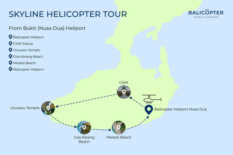 Bali: Helicopter Tour with optional Pickup and Drop-off Canggu Skyline