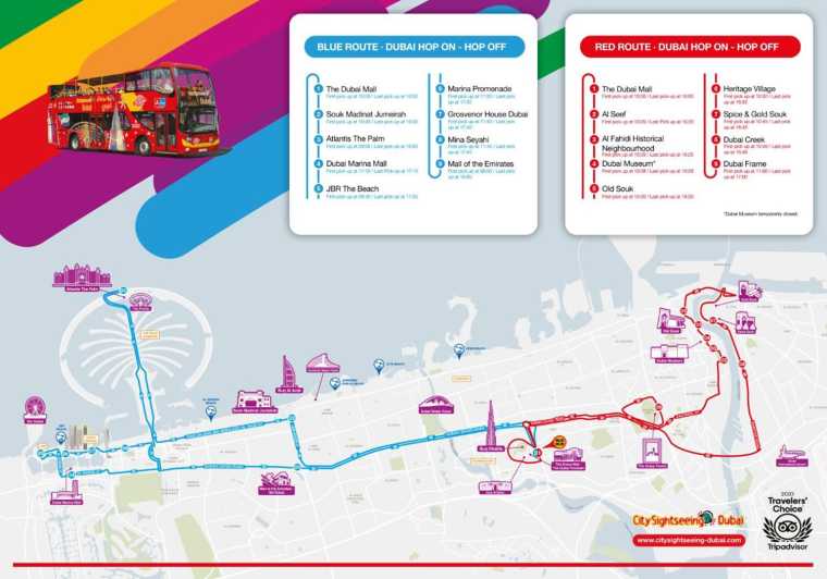 Dubai Big Bus Tour Route Map