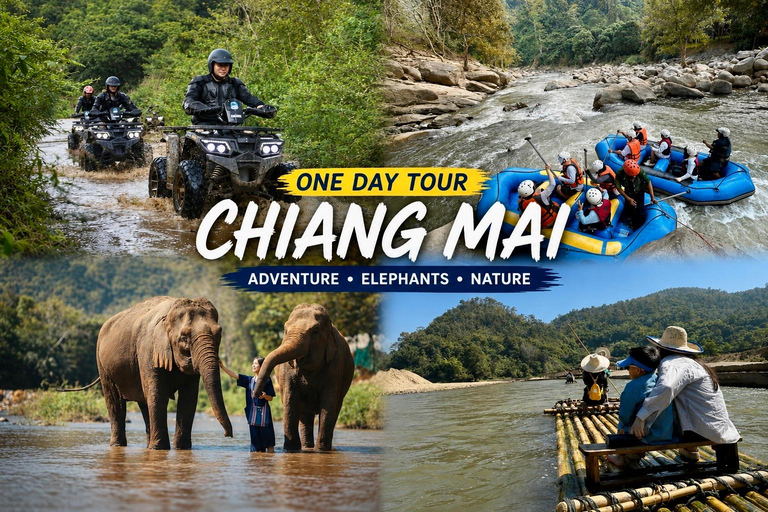 Chiang Mai Adventure: Rafting, ATV & Elephants Experience. Bamboo rafting (4km.) & 1 hrs. ATV.