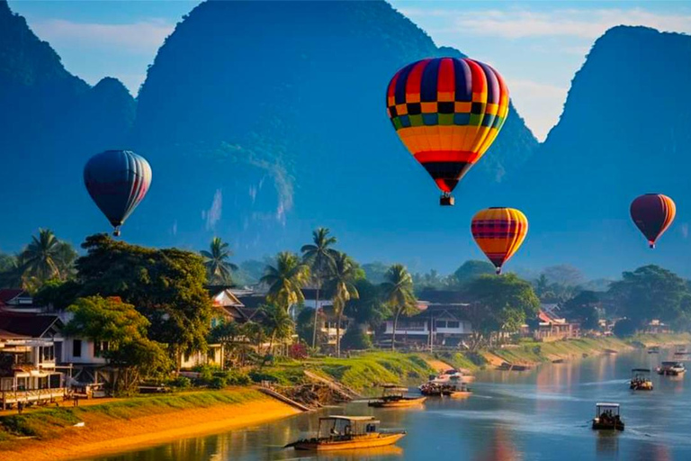 Vang Vieng Cloud Walk:Hot Air Balloon and Paragliding Flight Hot air balloon in the morning, paragliding in the afternoon