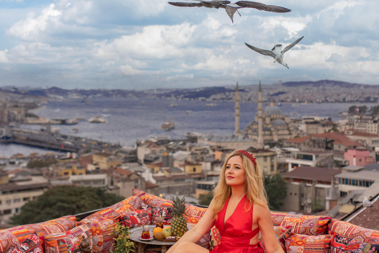 Rooftop Flying Dress Photoshoot in Istanbul