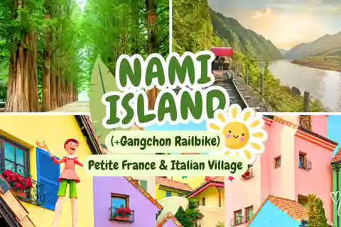 Séoul : Visite de l'île de Nami et de la Petite France avec option vélo sur rail