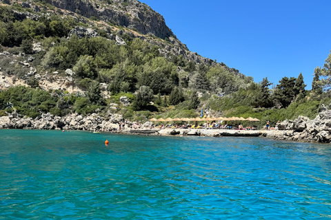 Depuis le port de Faliraki : Excursion en hors-bord avec plongée en apnée et grottes