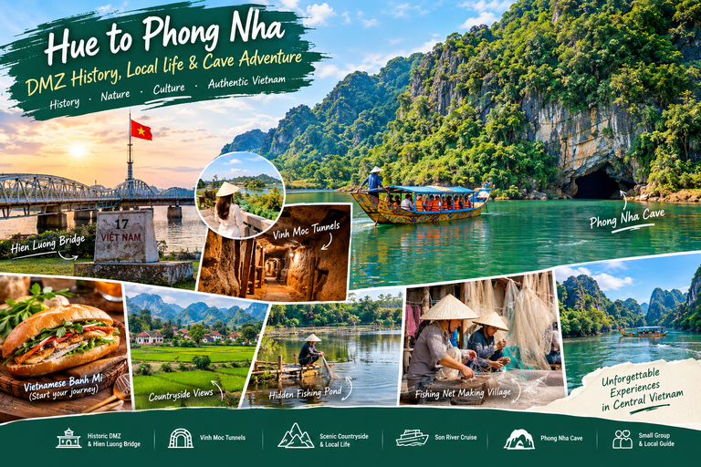 Hue: DMZ & Vinh Moc Tunnels to Phong Nha Cave Day Trip Private Tour/ Flexible Time/ Private Guide
