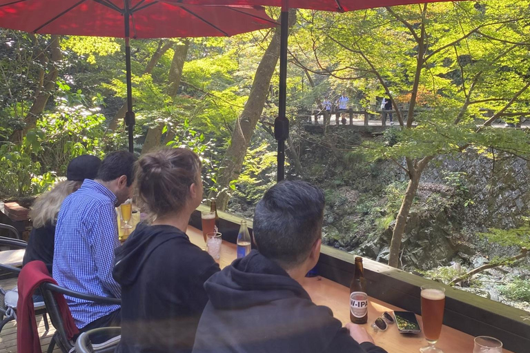 Marche dans la forêt de Mino à Osaka et chute d&#039;eau géante avec déjeuner local