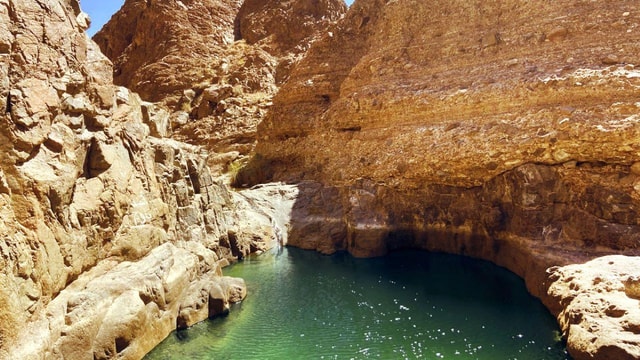 Verborgen Wadi-avontuur vanuit Dubai: fossielen, wandelen en de oostkust