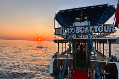 Alanya: Morning or Sunset Relaxing Boat Tour w/ Lunch, Alanya: Sunset Relaxing Boat Tour With Transfer.