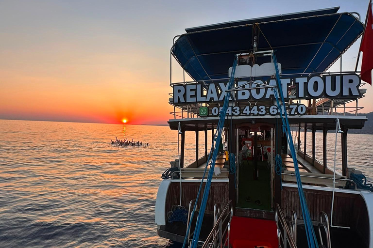 Alanya: Morning or Sunset Relaxing Boat Tour w/ Lunch, Alanya: Sunset Relaxing Boat Tour With Transfer.