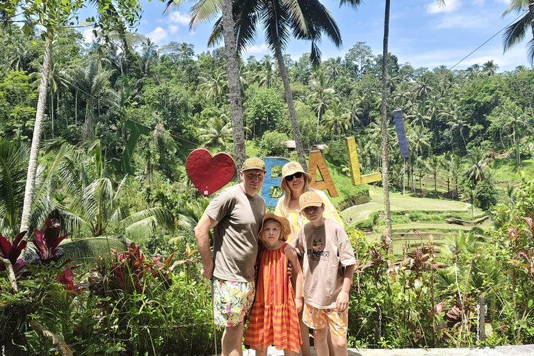 乌布猴林、梯田、秋千、寺庙和瀑布乌布猴林、水稻梯田、秋千、寺庙和瀑布