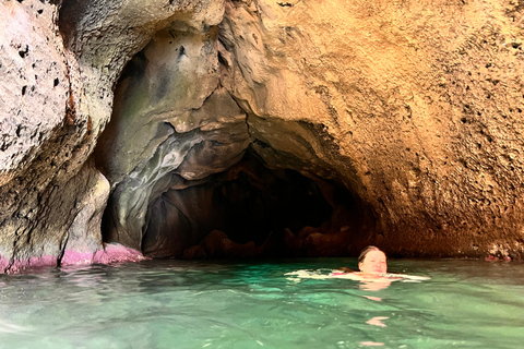 Depuis le port de Faliraki : Excursion en hors-bord avec plongée en apnée et grottes