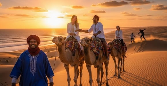 Agadir/Taghazout: Sandboarding & Sunset Camel Ride