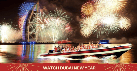 Dubai - New Year&#39;s Eve Fireworks show on a Speedboat
