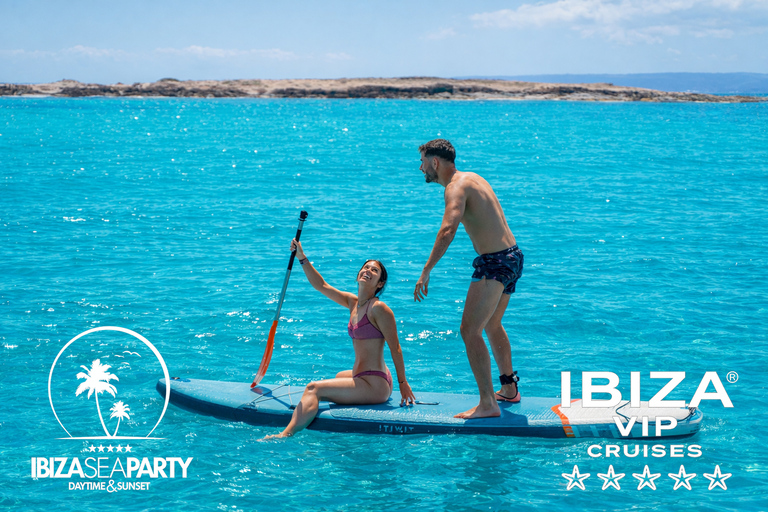 Ibiza: Formentera VIP Boat Paella, BBQ, OpenBar, DJ & Sunset BASIC TICKET with 5h Open Bar & Breakfast