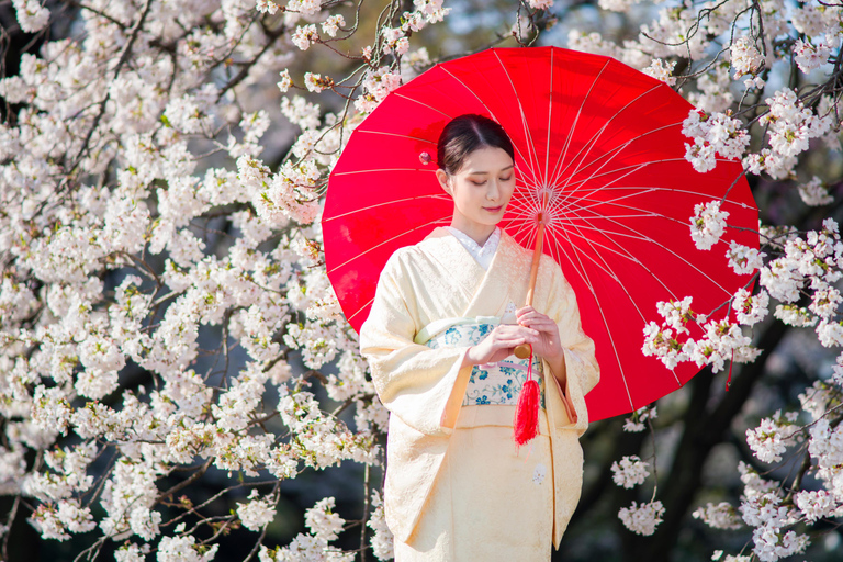 Tokio: wypożyczalnia kimon w Ogrodzie Narodowym Shinjuku GyoenNieformalne doświadczenie kimona z ubieraniem się w Shinjuku Gyoen
