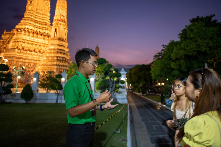 Bangkok: Evening Tour with Wat Arun, Wat Pho &amp; Tuk Tuk RideShared Group Tour in English