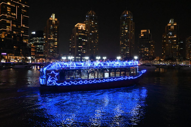 Cena en el Mejor Crucero en Dhow por la Marina de Dubai y Espectáculo TanuraDubai: Crucero en Dhow Marina Cena Multi Cusine y Espectáculo Tanura