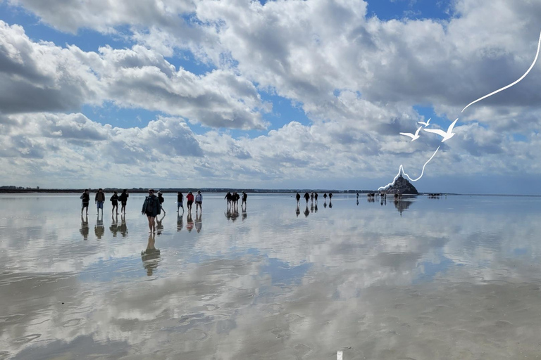 Bay of Mont Saint-Michel: Fun barefoot walks on the foreshore. Bay of Mont Saint-Michel: Walk at high tide.