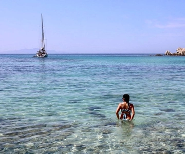 Mykonos: Sunset Sail Cruise to Rhenia, Beach Safari, Dinner
