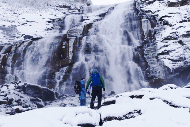 Bodø: escursione con le ciaspole a Valnesfossen e tour di Saltstraumen