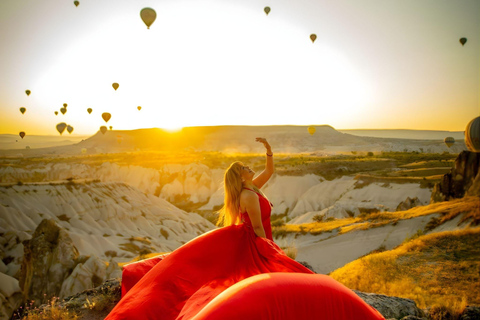 Cappadocia: Private Photo Shoot with Flying Dress & Horses Horse Photo Shoot Experience