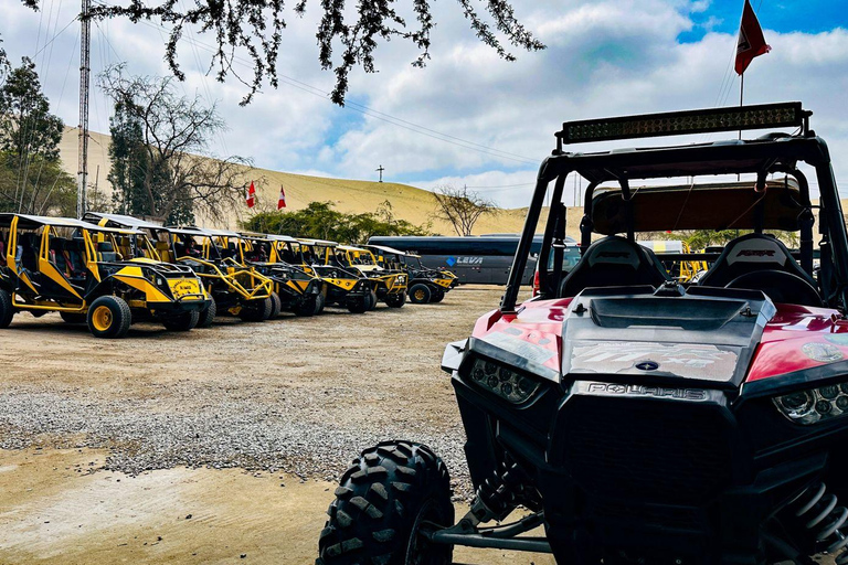 Paseo loco en buggy sandboarding y puesta de sol